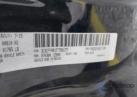 2015 Fiat 500 Pop from USA, damaged, VIN 3C3CFFAR1FT750177